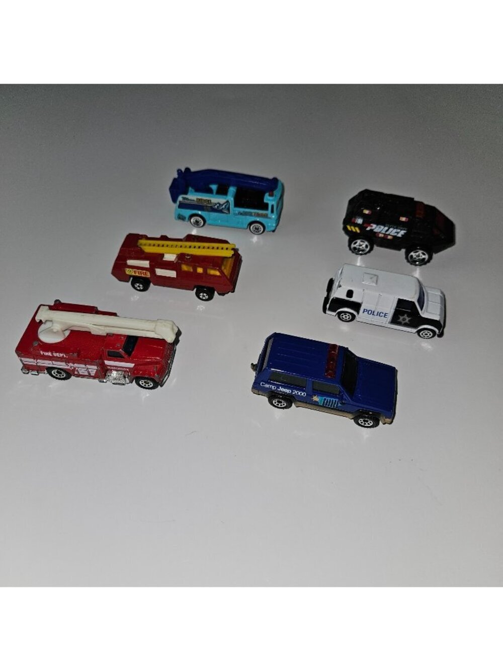 6 Emergency Rescue Vehicle Mixed Lot Fire Truck Police Car Matchbox Blaze Buster